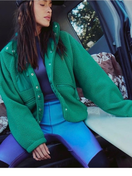 Free People Hit The Slopes Fleece Jacket. NWT. Green glow